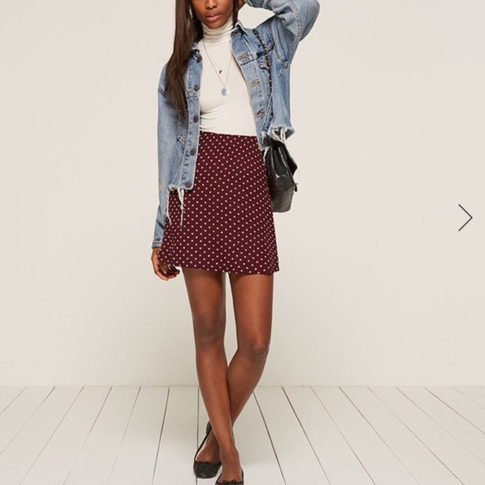 Reformation Gracie polka dot high waist skirt